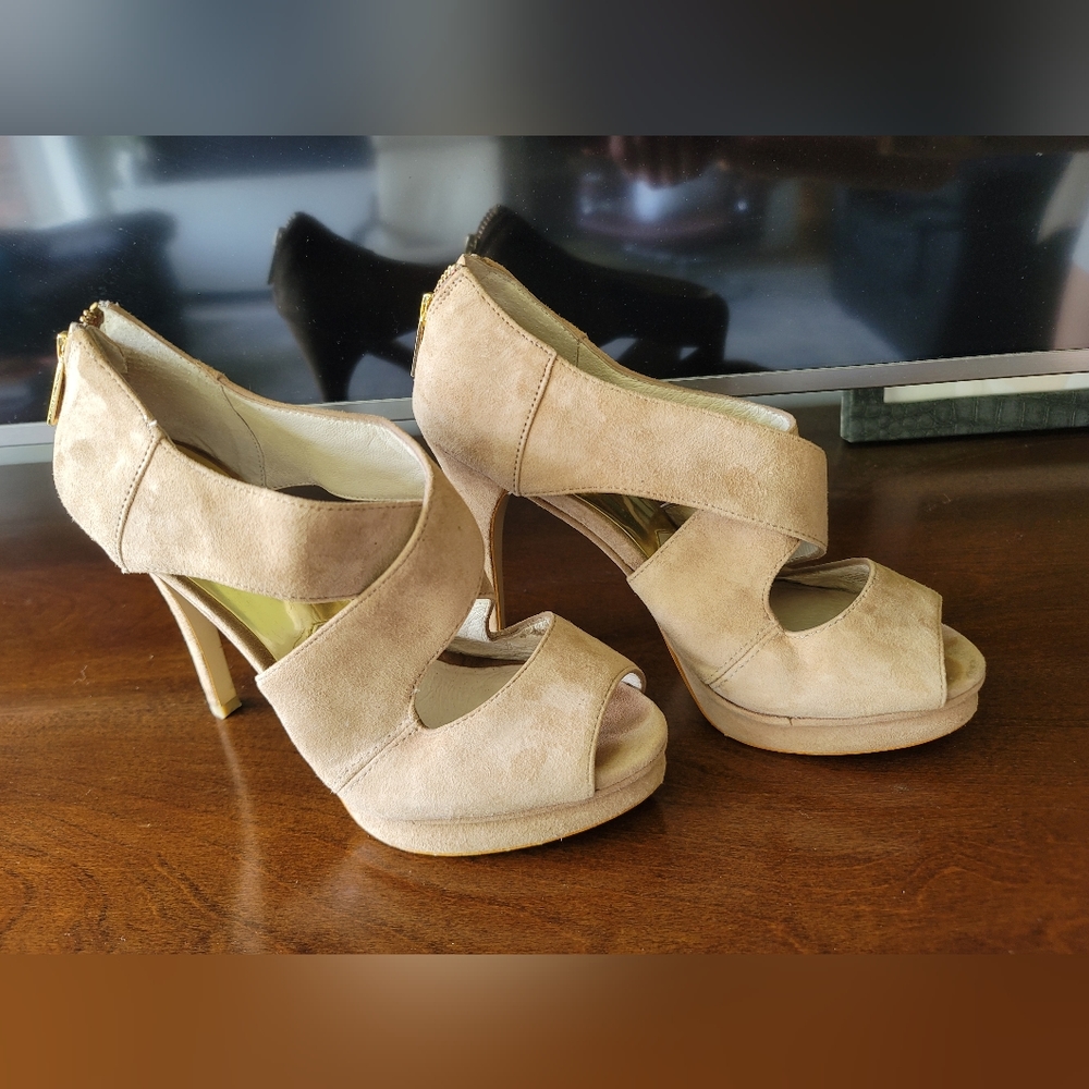 Michael by Michael Kors Suede Wrap Platform Heel